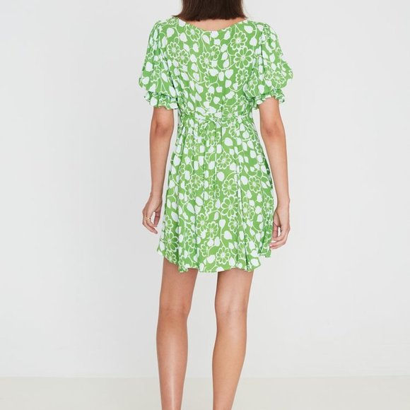 Faithfull The Brand La Barben Bella Floral Avocado Green Mini Dress NWT - Picture 5 of 14